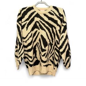 Show Me Your MuMu Black and Cream Zebra Crew Neck Sweater